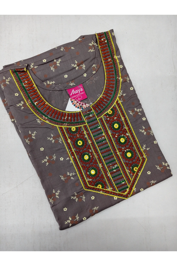 Mirror Work Cotton Nighty with Elegant Embroidery – Soft & Stylis
