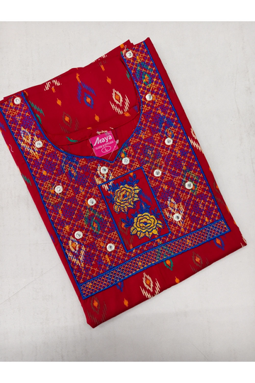 Mirror Work Cotton Nighty with Elegant Embroidery – Soft & Stylis