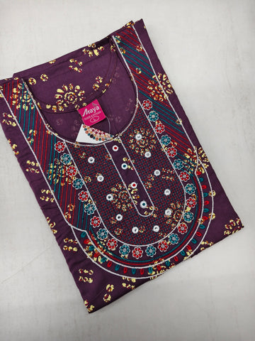 Mirror Work Cotton Nighty with Elegant Embroidery – Soft & Stylis