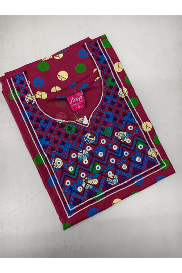 Mirror Work Cotton Nighty with Elegant Embroidery – Soft & Stylis