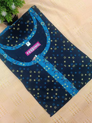 Feeding-Friendly Cotton Nighty with Long Zip