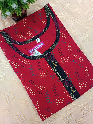 Feeding-Friendly Cotton Nighty with Long Zip