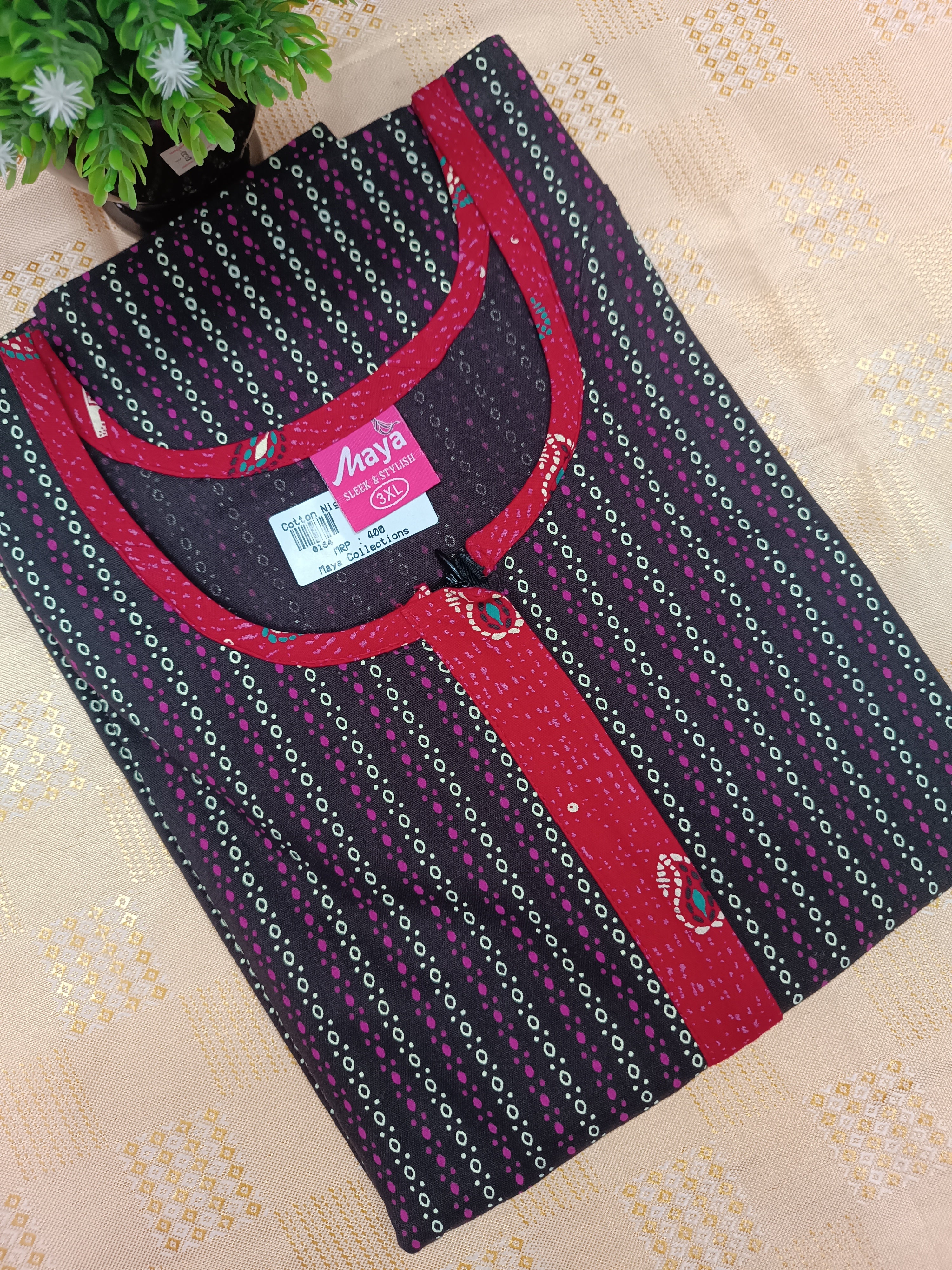 Feeding-Friendly Cotton Nighty with Long Zip