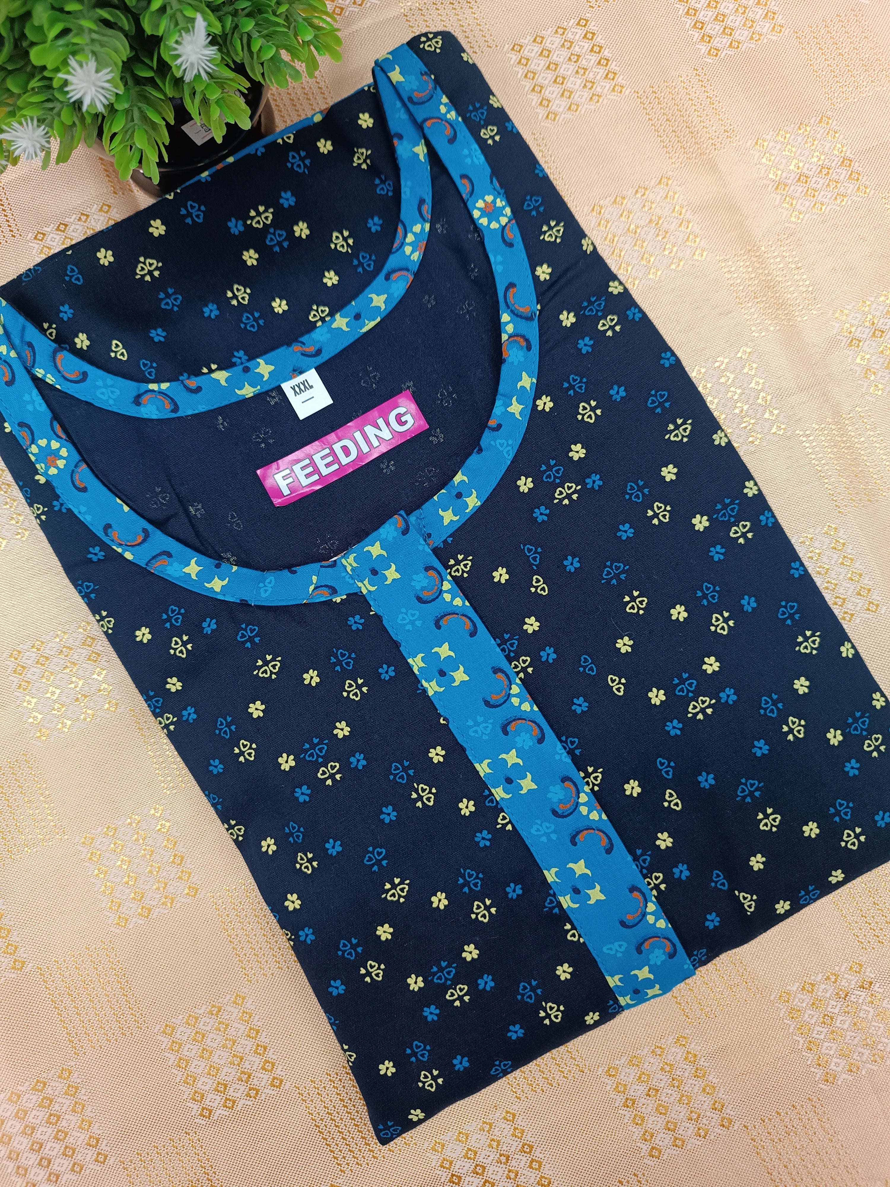 Feeding-Friendly Cotton Nighty with Long Zip