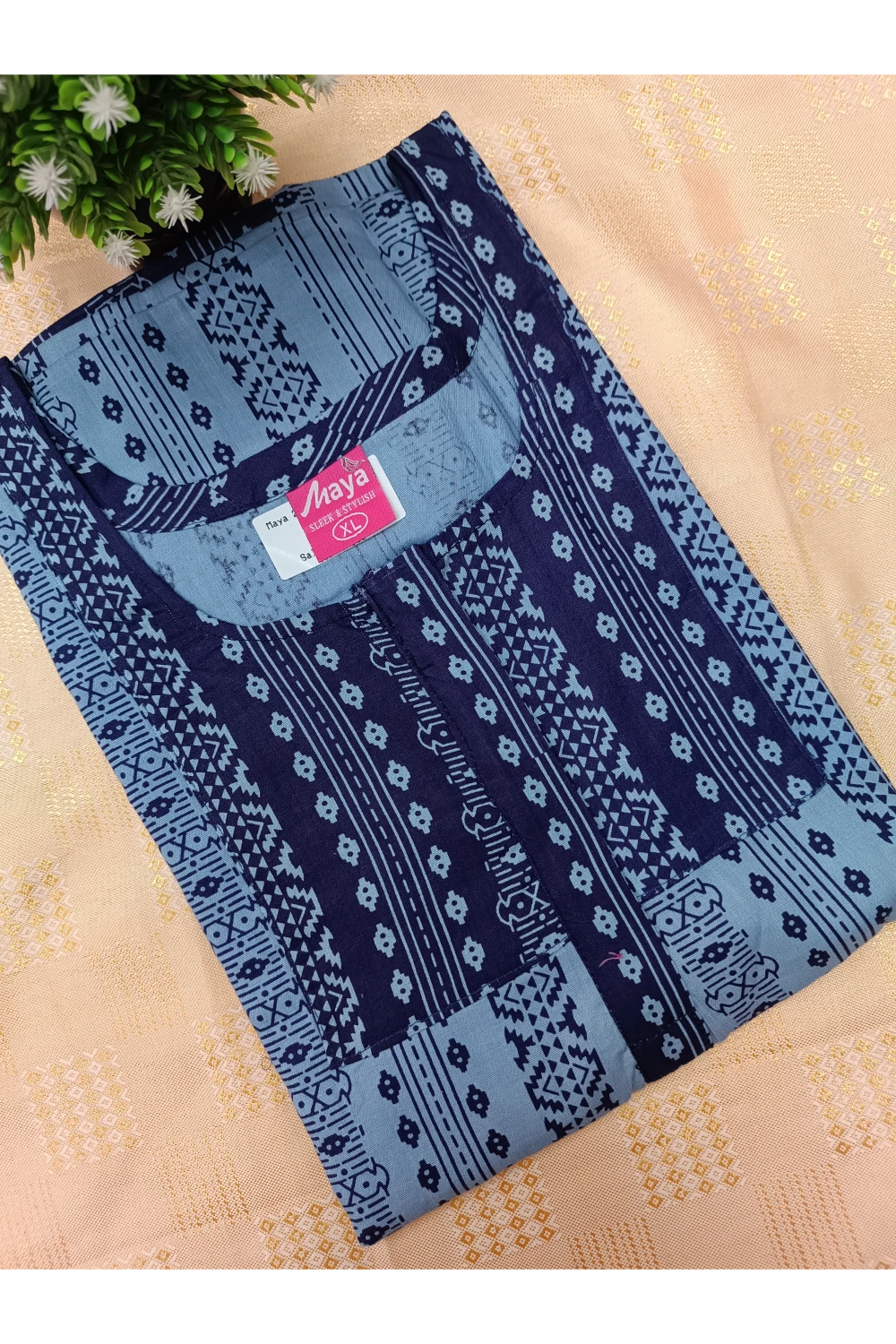 Elegant Zip-Front Pure Cotton Nighty