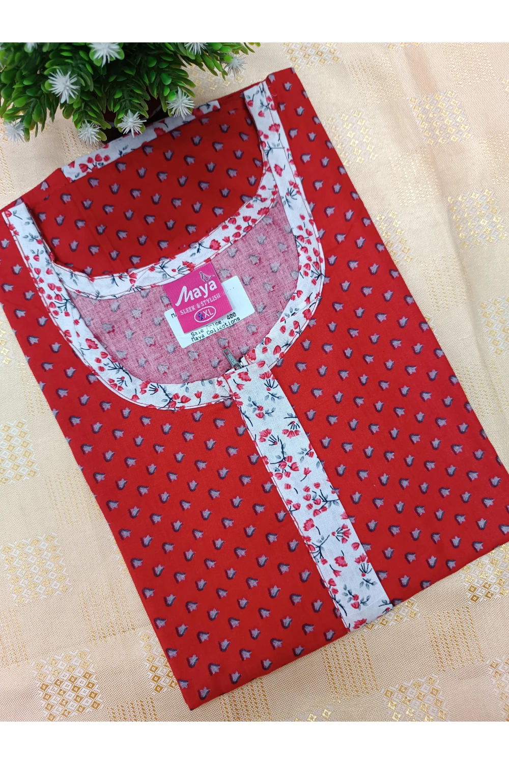 Elegant Zip-Front Pure Cotton Nighty