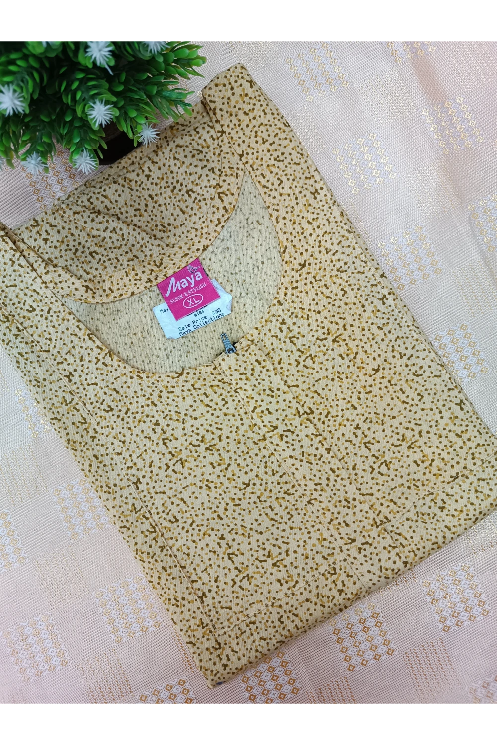 Elegant Zip-Front Pure Cotton Nighty