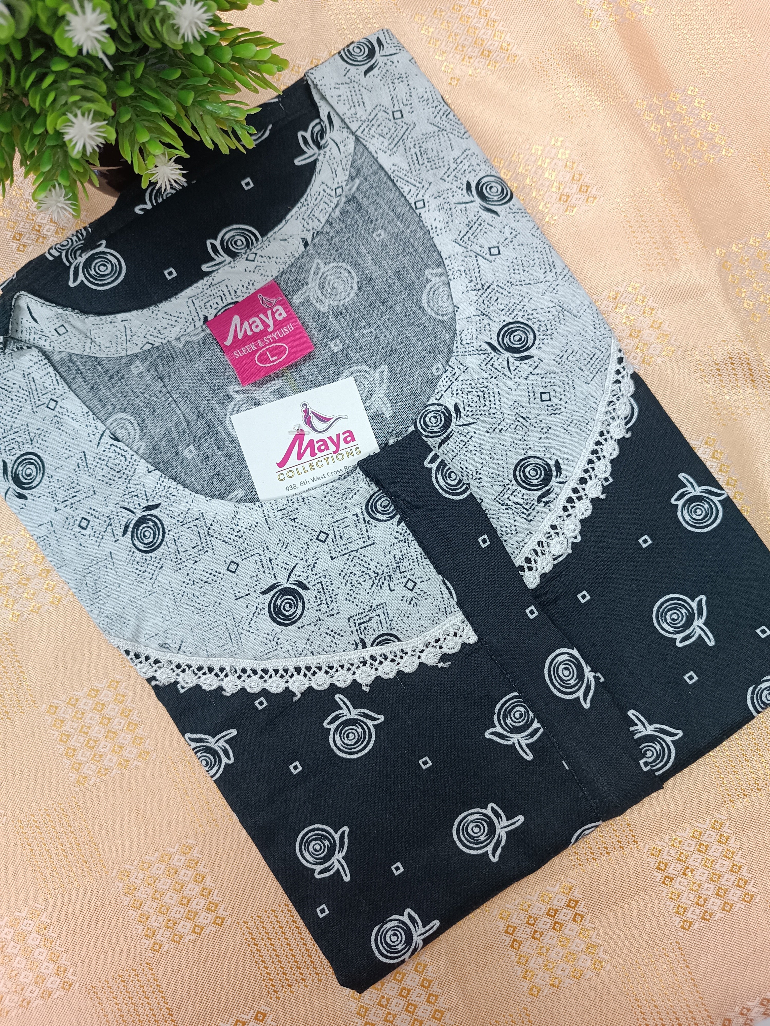 Floral Bliss Round Zip Cotton Nighty