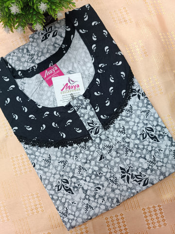 Floral Bliss Round Zip Cotton Nighty