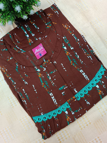 Elegant Zip-Front Pure Cotton Nighty