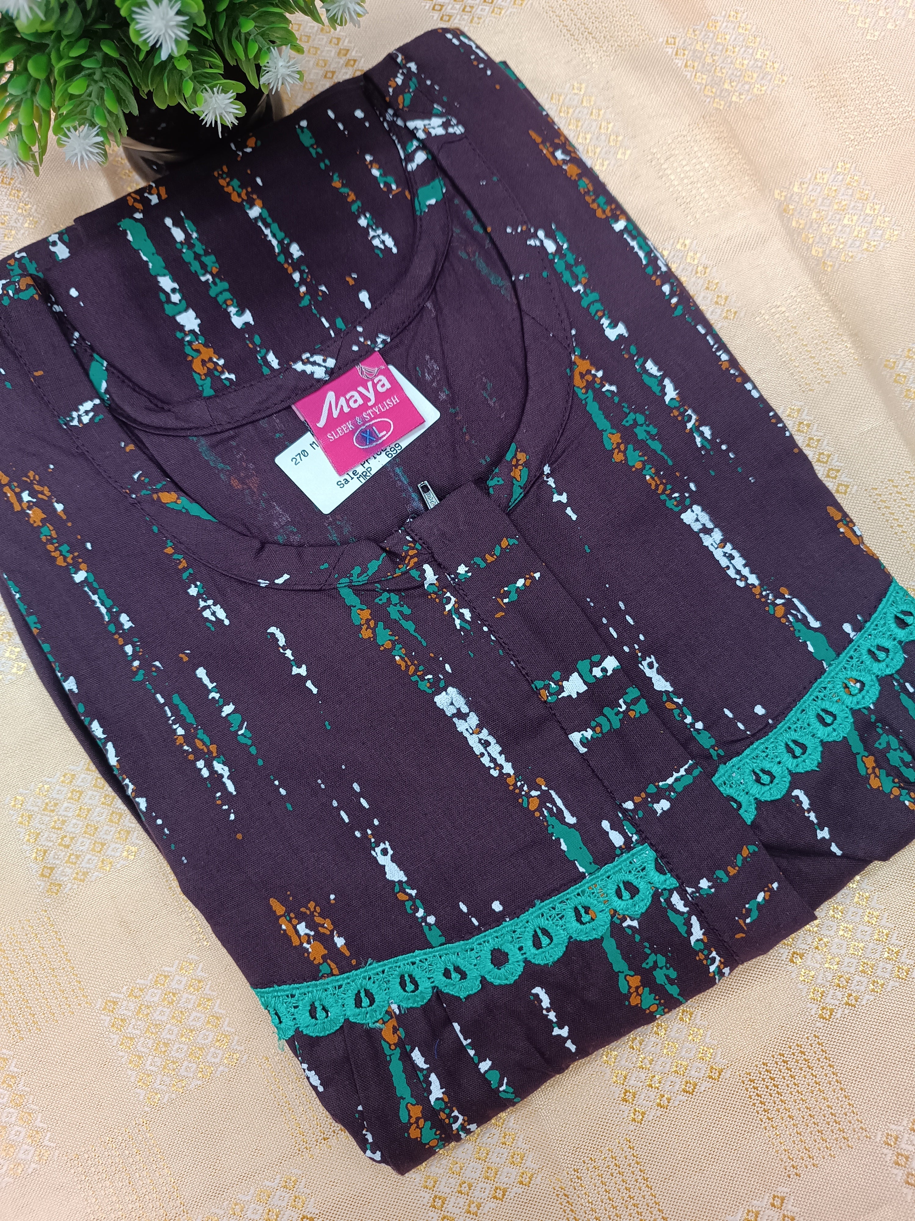 Elegant Zip-Front Pure Cotton Nighty