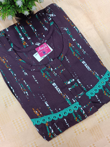 Elegant Zip-Front Pure Cotton Nighty