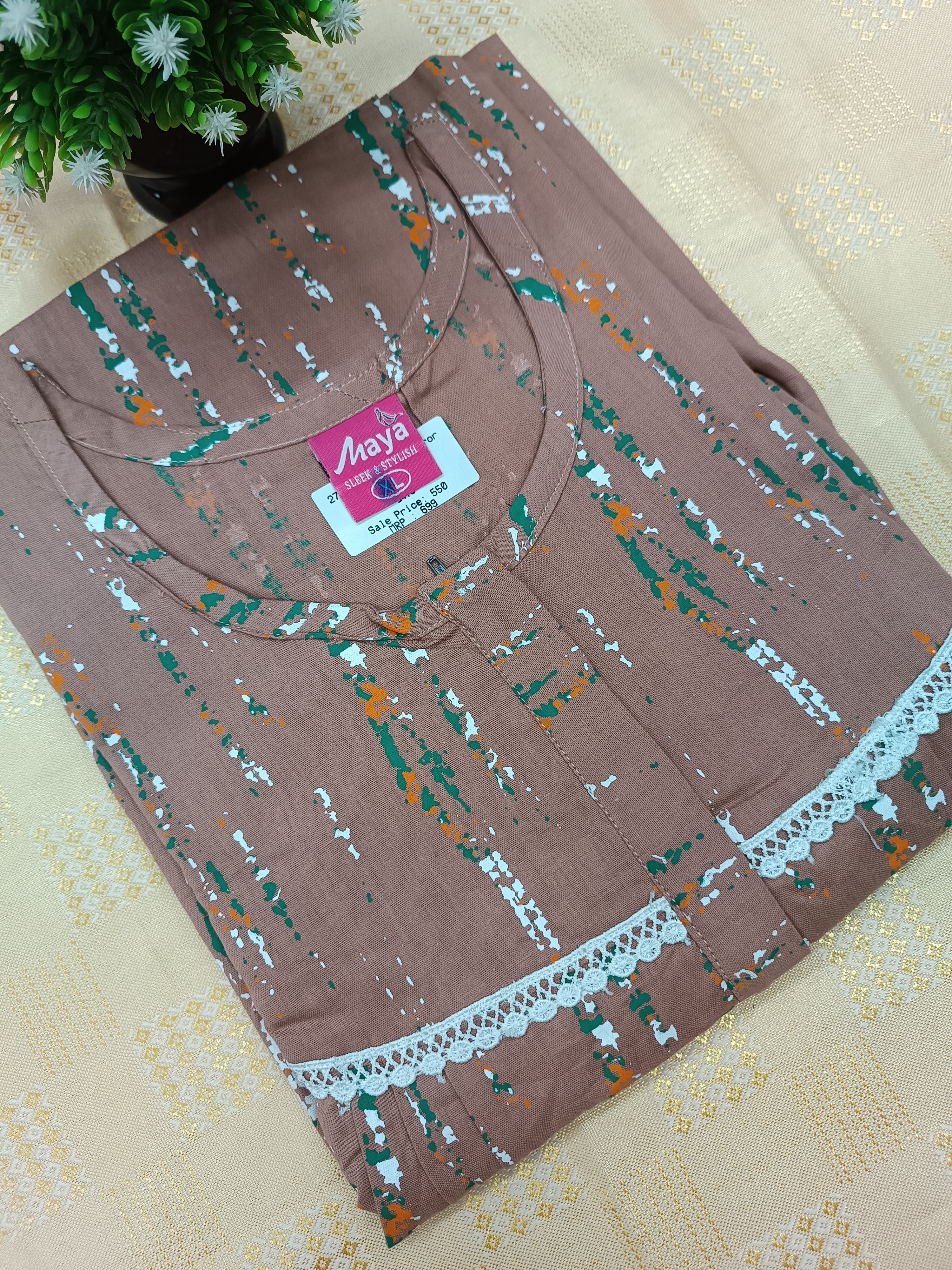 Elegant Zip-Front Pure Cotton Nighty