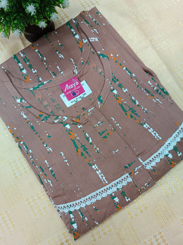 Elegant Zip-Front Pure Cotton Nighty