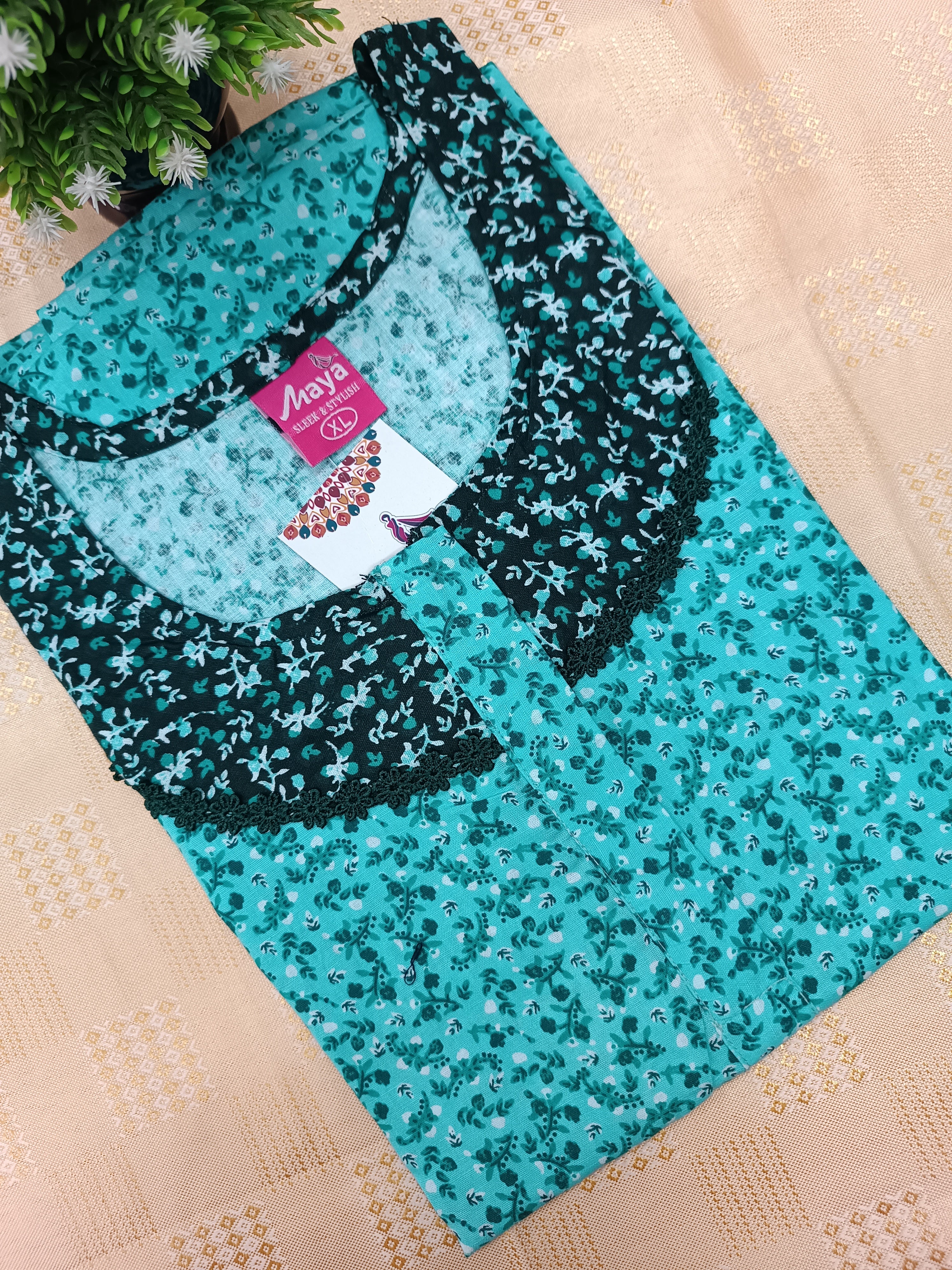 Floral Bliss Round Zip Cotton Nighty