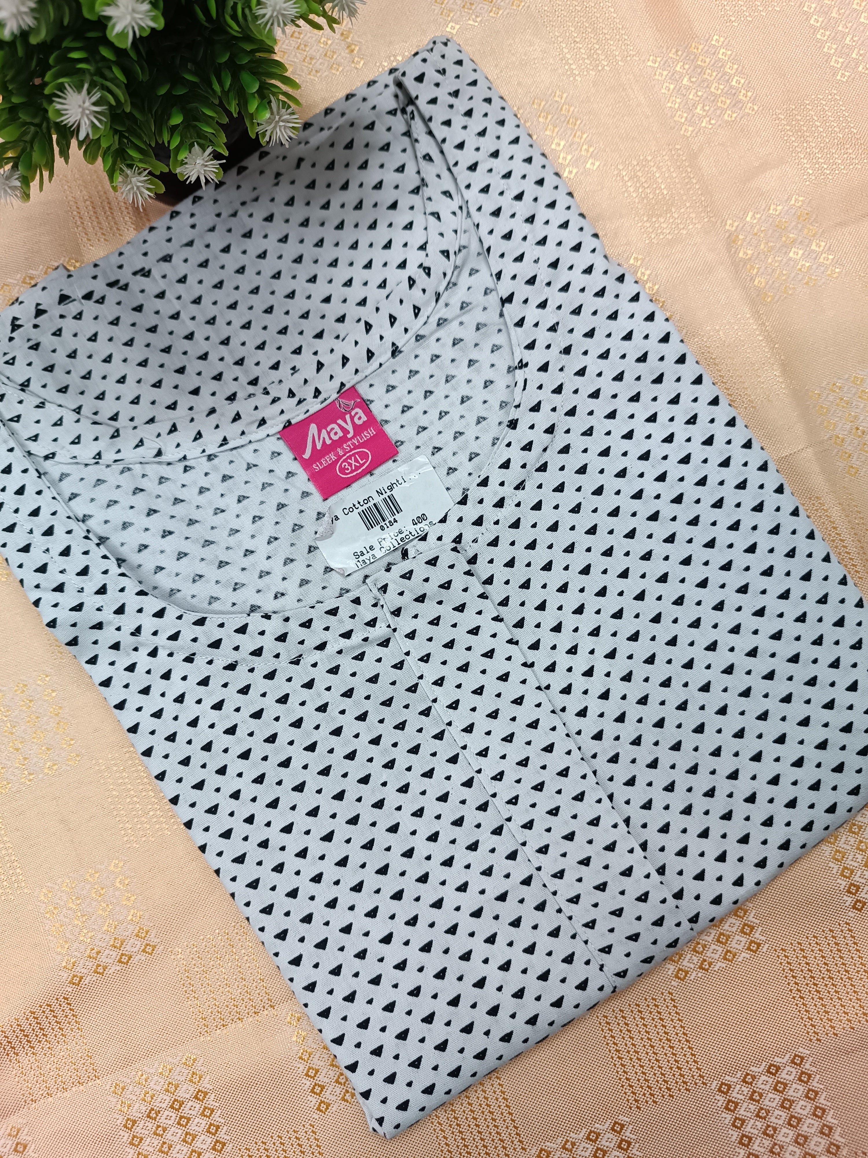 Elegant Zip-Front Pure Cotton Nighty