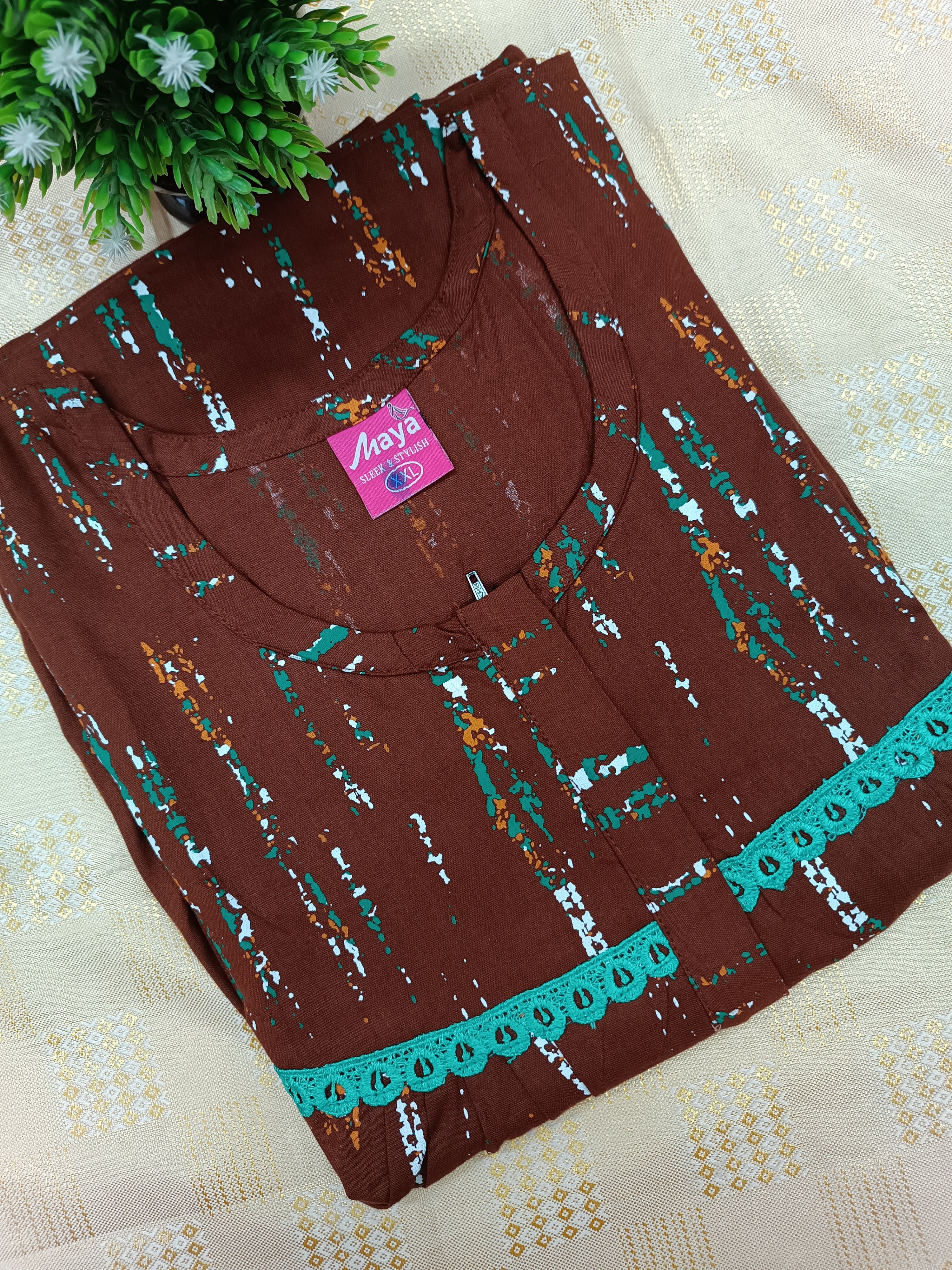 Elegant Zip-Front Pure Cotton Nighty