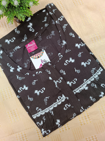 Elegant Zip-Front Pure Cotton Nighty