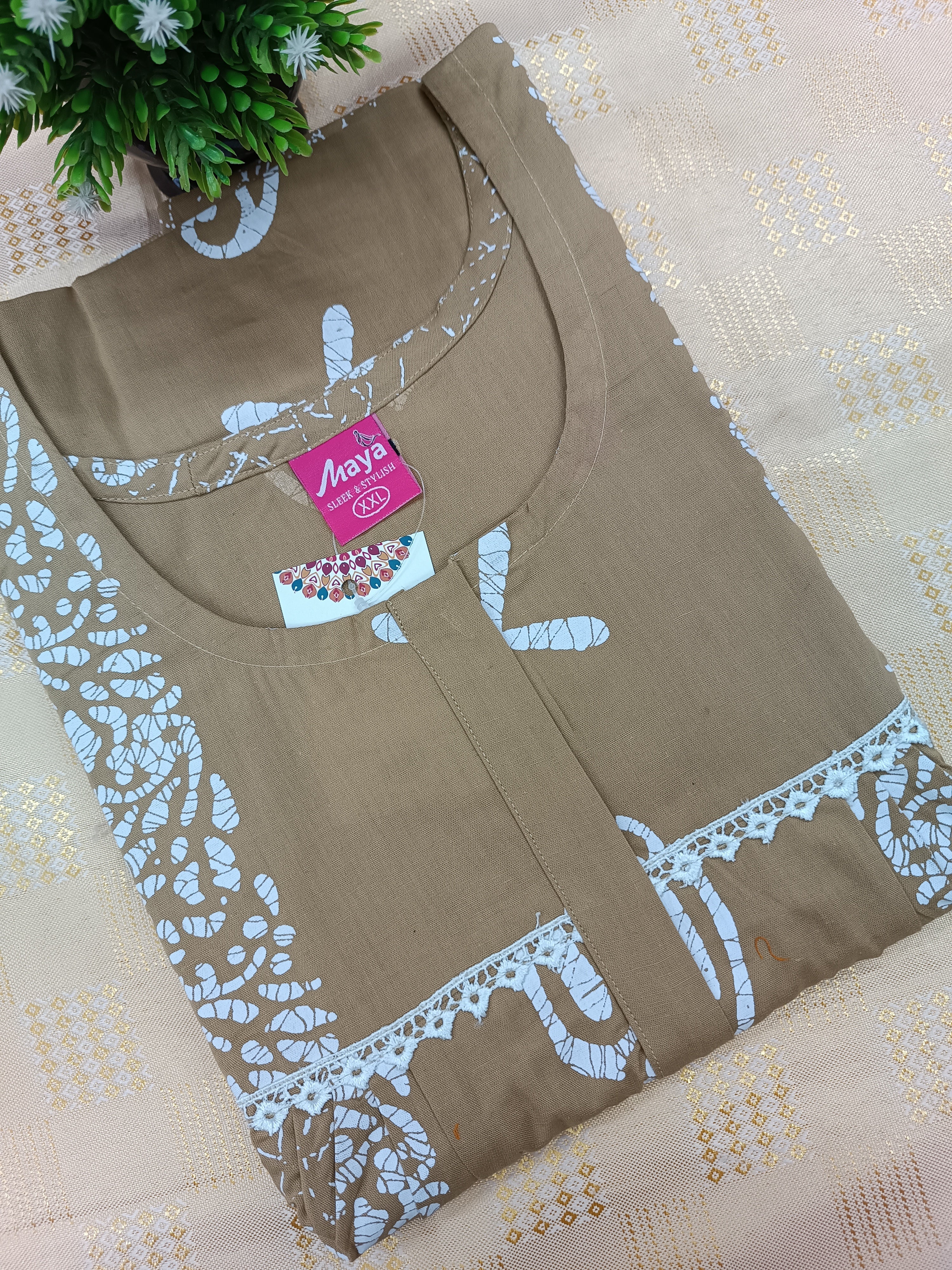 Elegant Zip-Front Pure Cotton Nighty