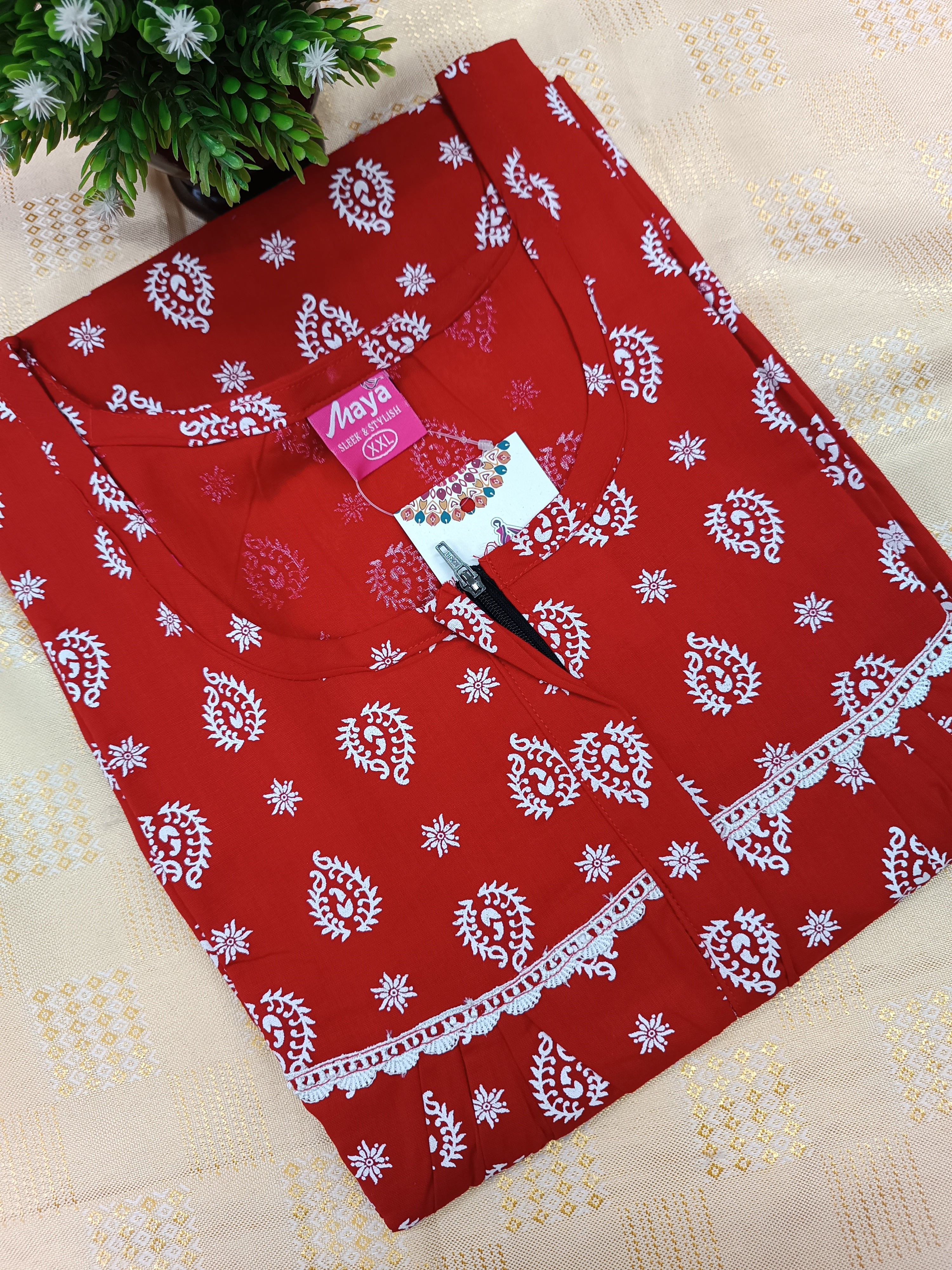 Elegant Zip-Front Pure Cotton Nighty