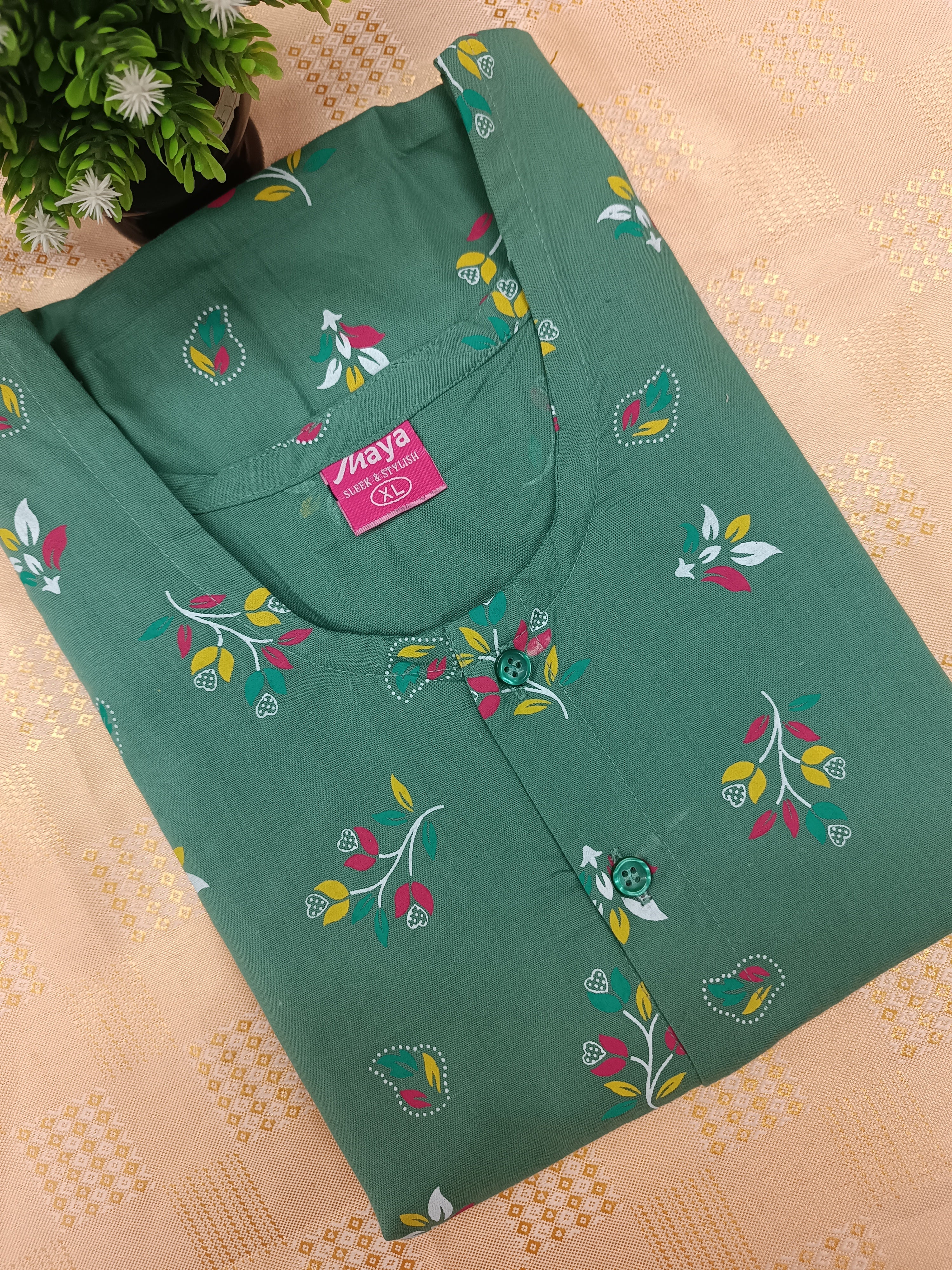 Full Open Cotton Nighty for Women – Front Button Nightwear