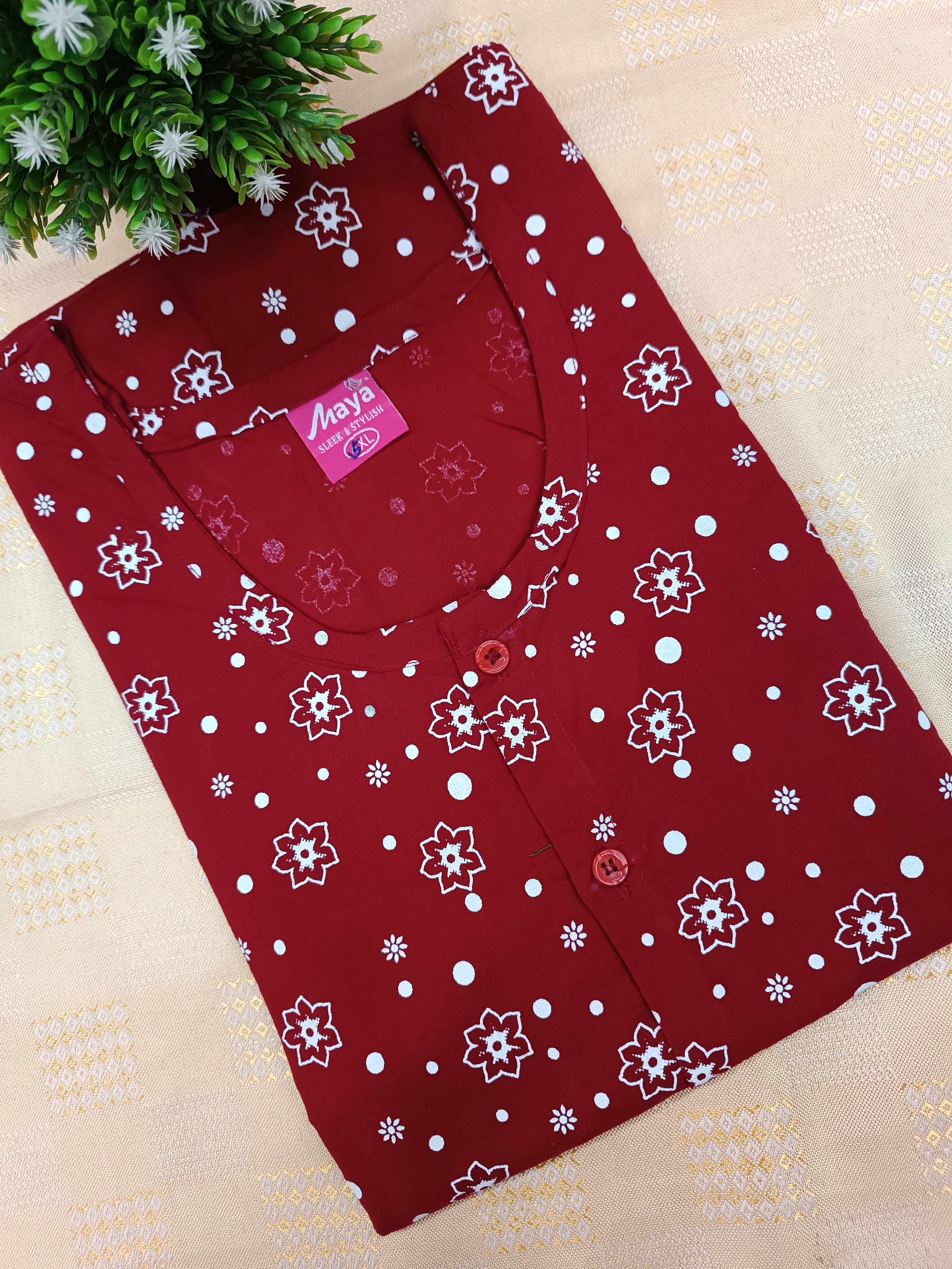 Full Open Cotton Nighty for Women – Front Button Nightwear