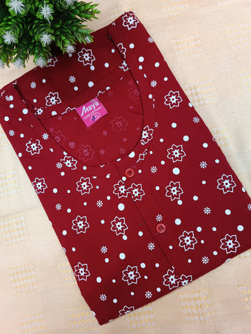 Full Open Cotton Nighty for Women – Front Button Nightwear