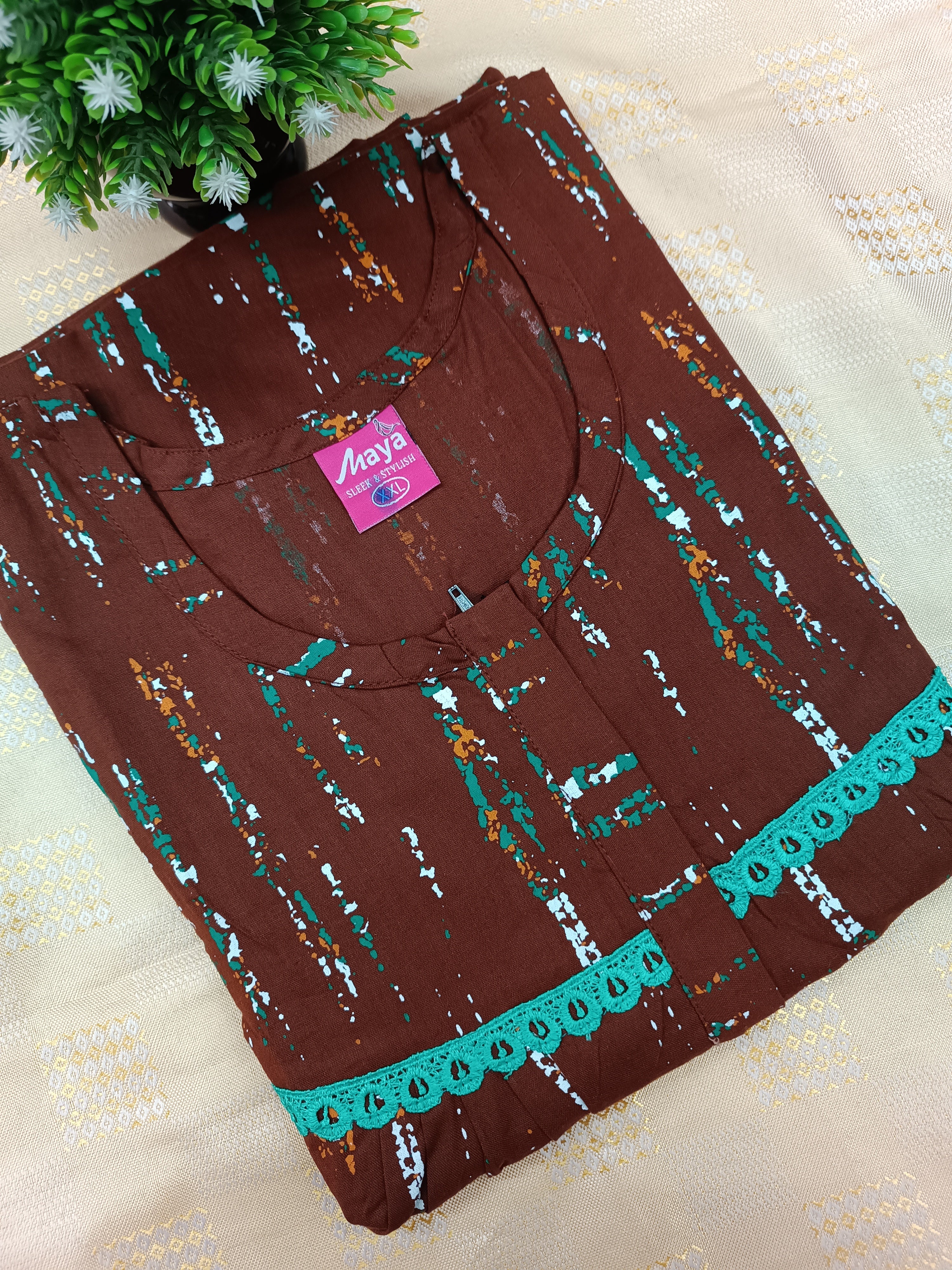 Elegant Zip-Front Pure Cotton Nighty