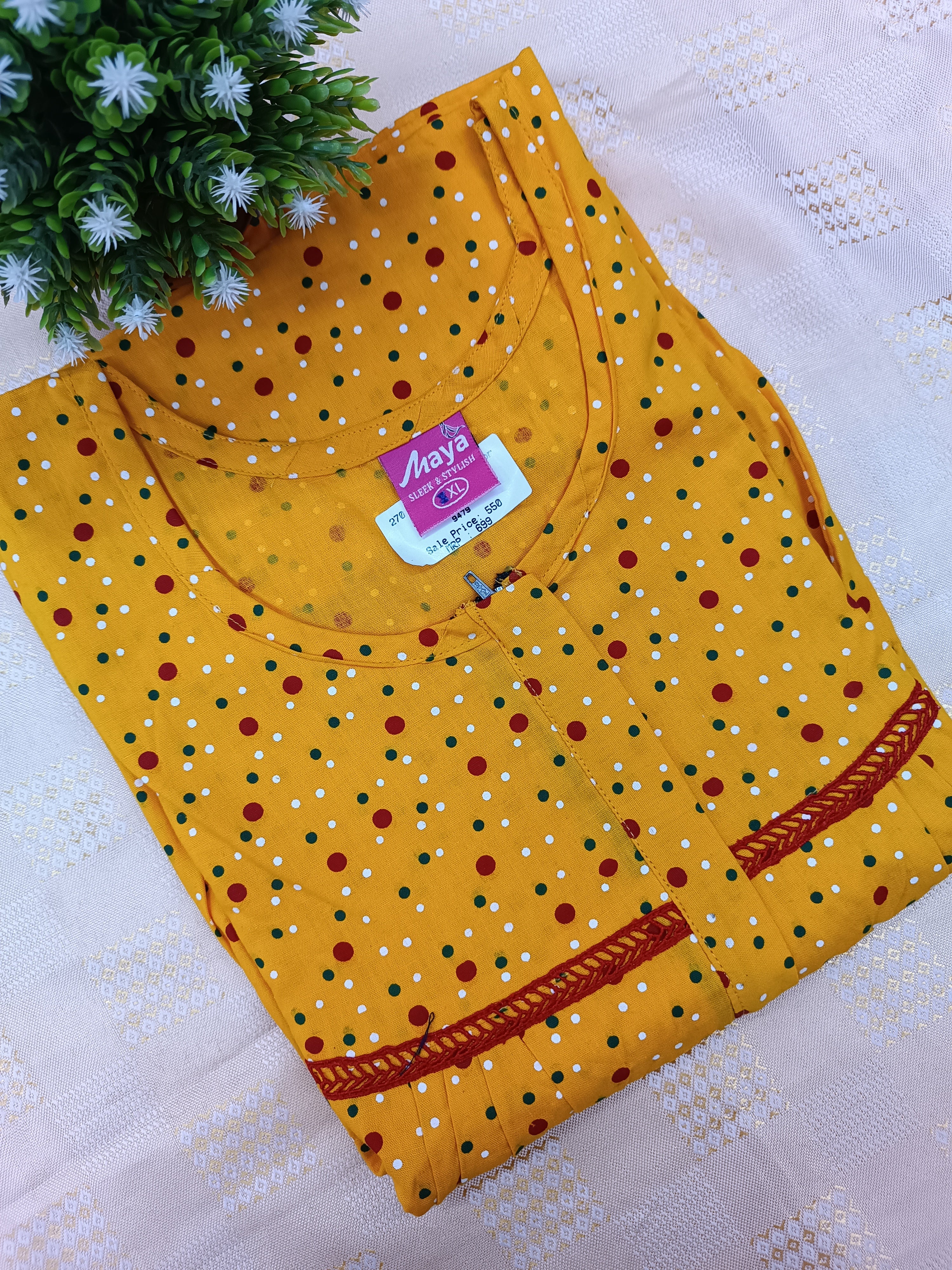 Elegant Zip-Front Pure Cotton Nighty