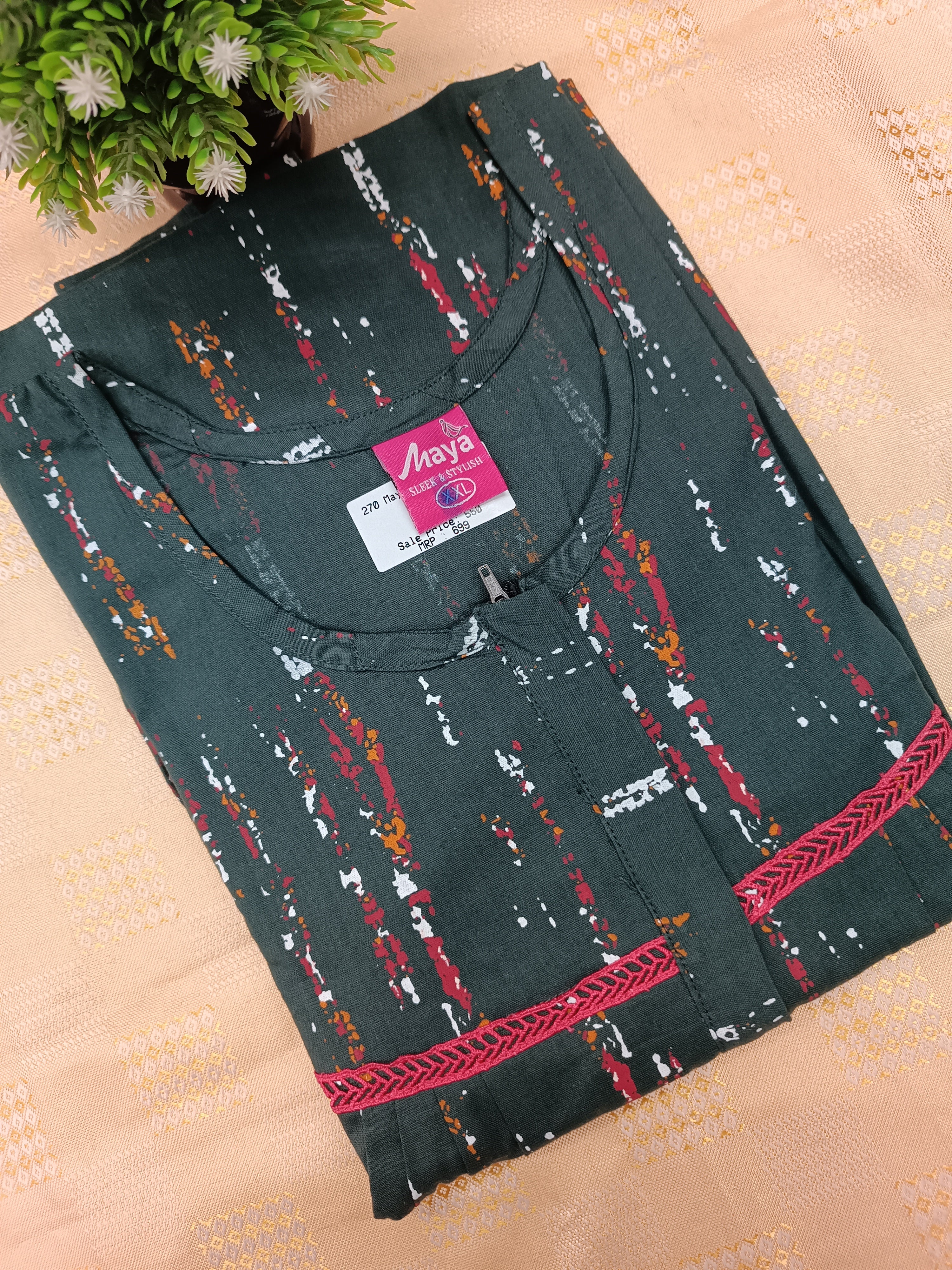 Elegant Zip-Front Pure Cotton Nighty