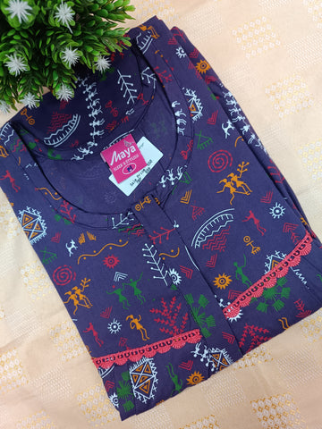 Elegant Zip-Front Pure Cotton Nighty