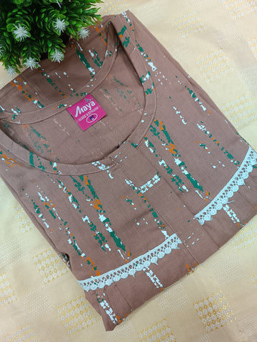 Elegant Zip-Front Pure Cotton Nighty