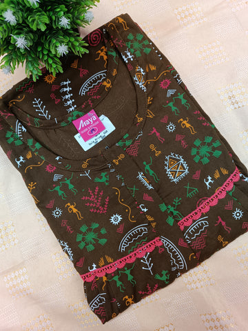 Elegant Zip-Front Pure Cotton Nighty