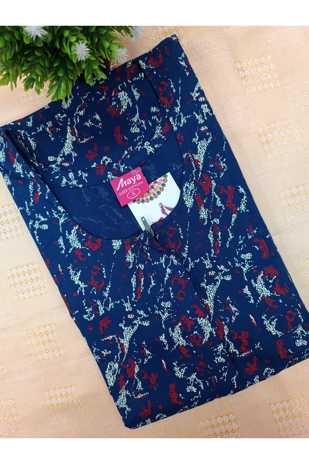 Elegant Zip-Front Pure Cotton Nighty