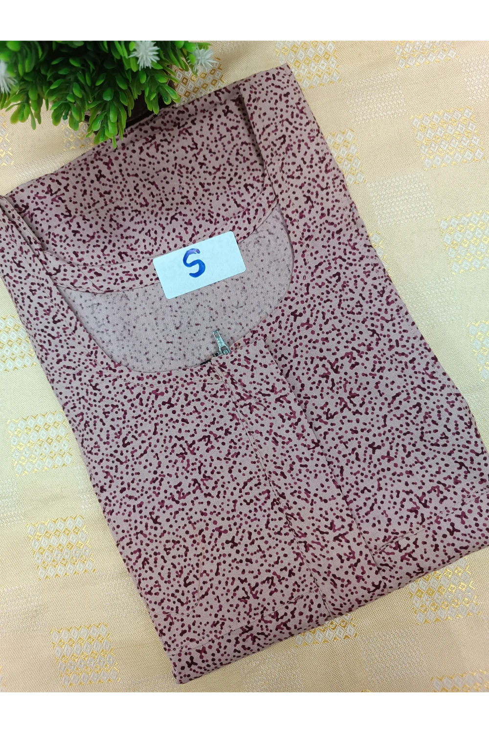 Elegant Zip-Front Pure Cotton Nighty