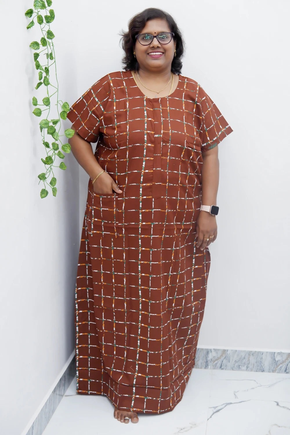 Feeding-Friendly Cotton Nighty with Long Zip