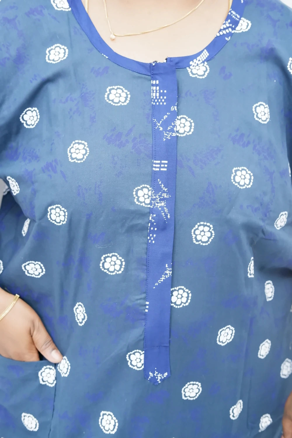Feeding-Friendly Cotton Nighty with Long Zip