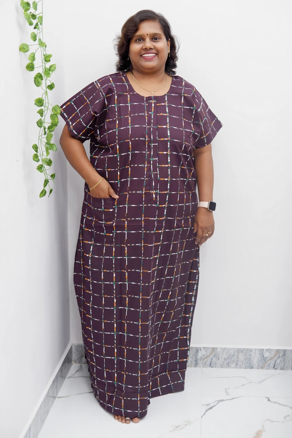 Feeding-Friendly Cotton Nighty with Long Zip