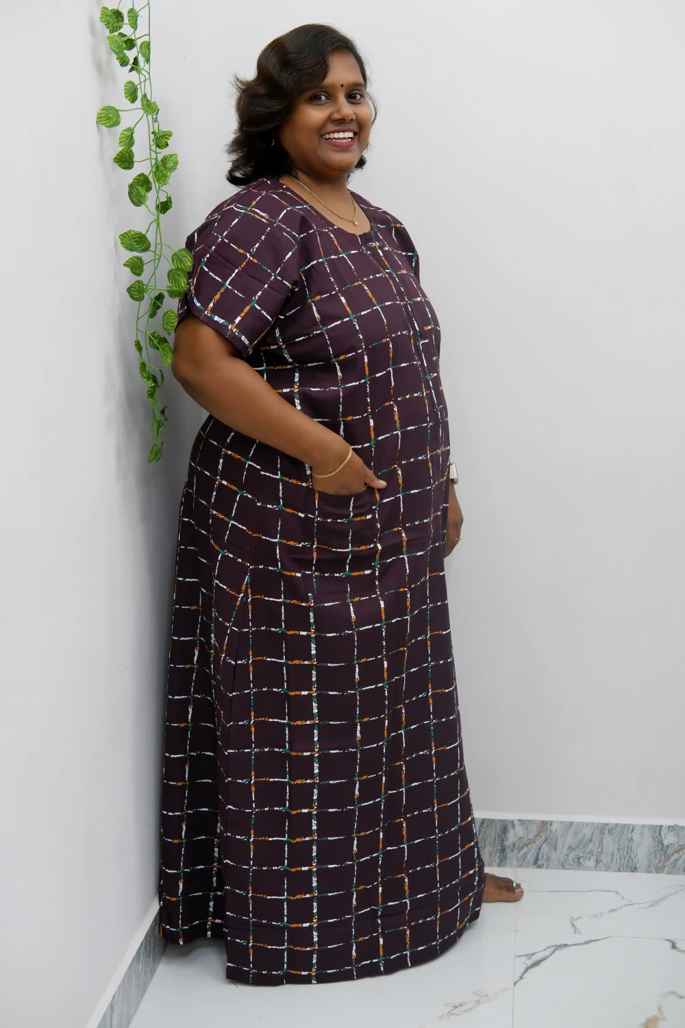 Feeding-Friendly Cotton Nighty with Long Zip