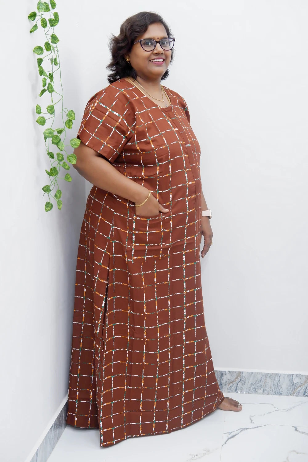 Feeding-Friendly Cotton Nighty with Long Zip