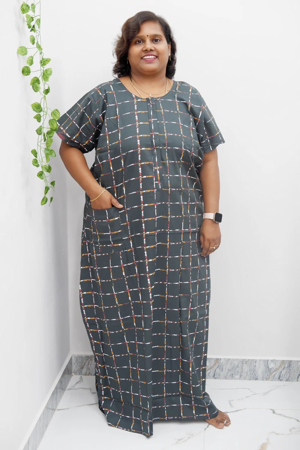 Feeding-Friendly Cotton Nighty with Long Zip