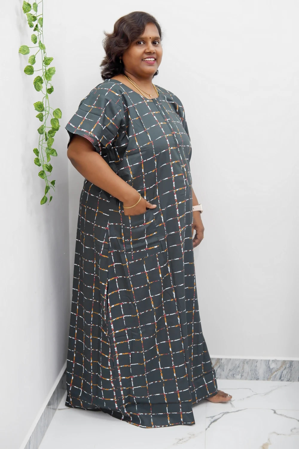Feeding-Friendly Cotton Nighty with Long Zip