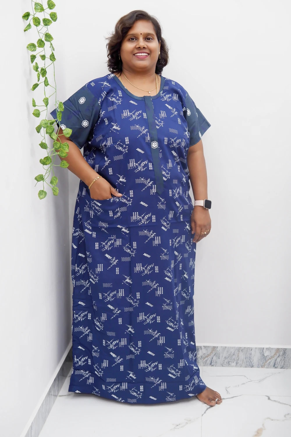 Feeding-Friendly Cotton Nighty with Long Zip