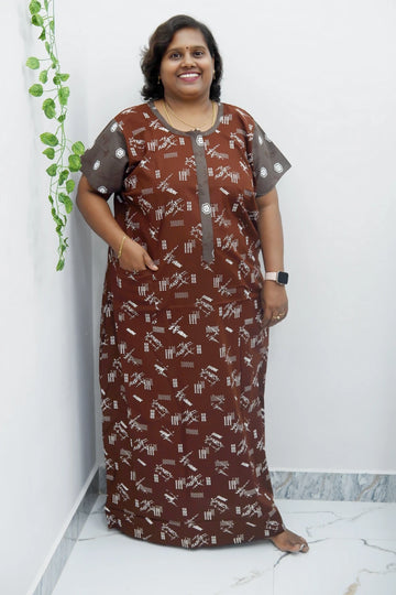 Feeding-Friendly Cotton Nighty with Long Zip