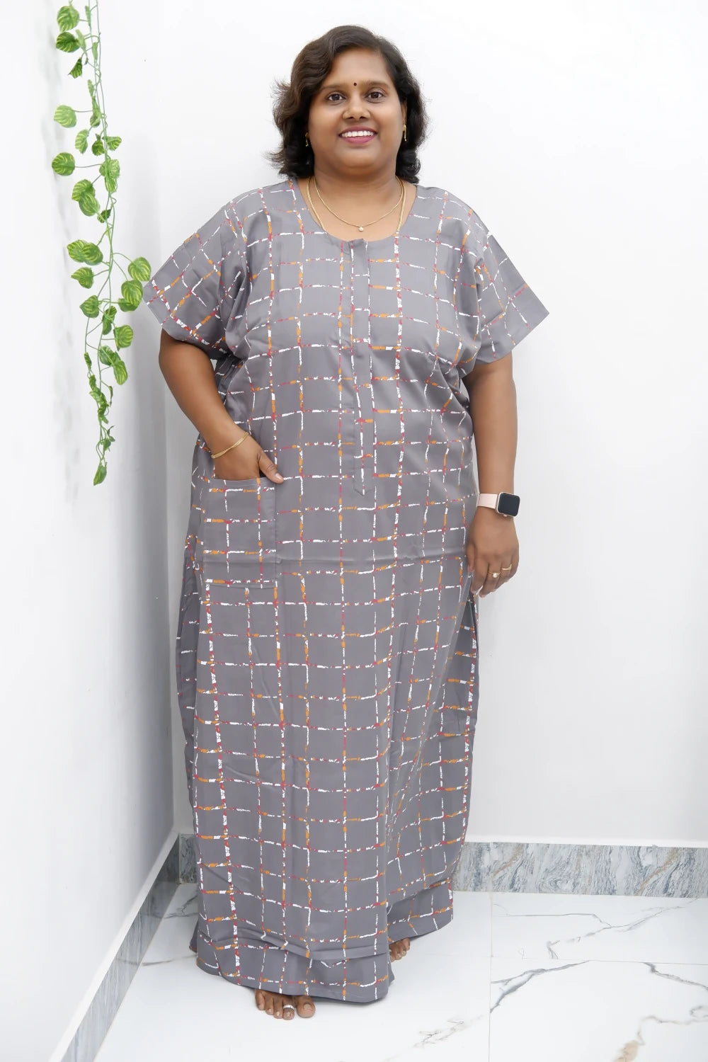 Feeding-Friendly Cotton Nighty with Long Zip