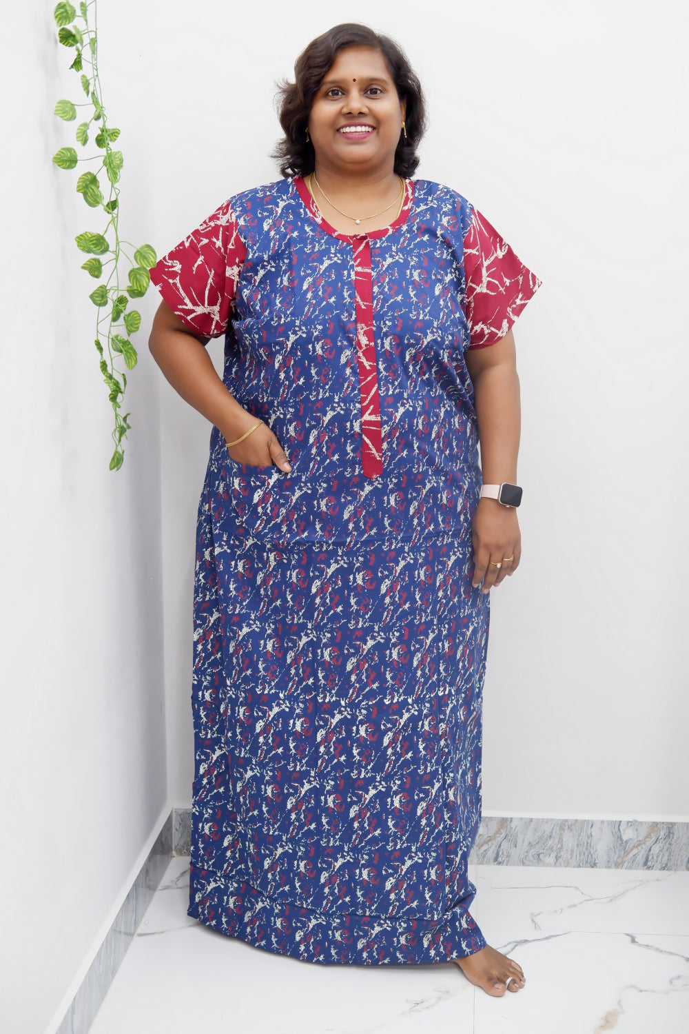 Feeding-Friendly Cotton Nighty with Long Zip