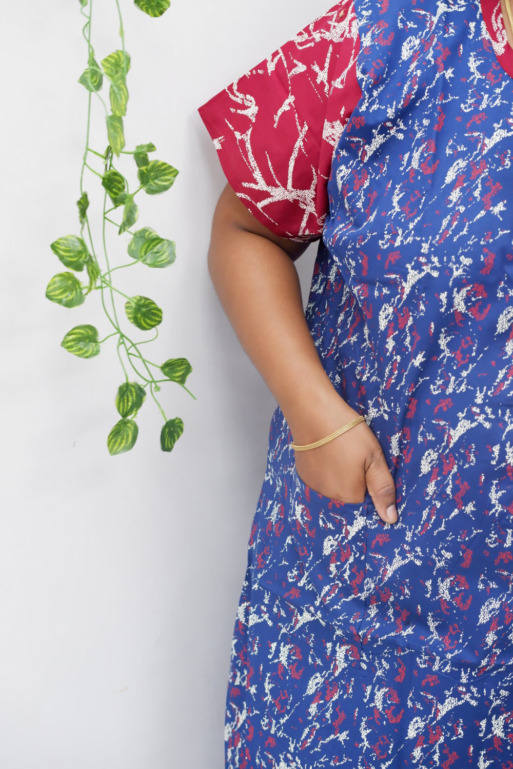 Feeding-Friendly Cotton Nighty with Long Zip