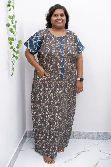 Feeding-Friendly Cotton Nighty with Long Zip