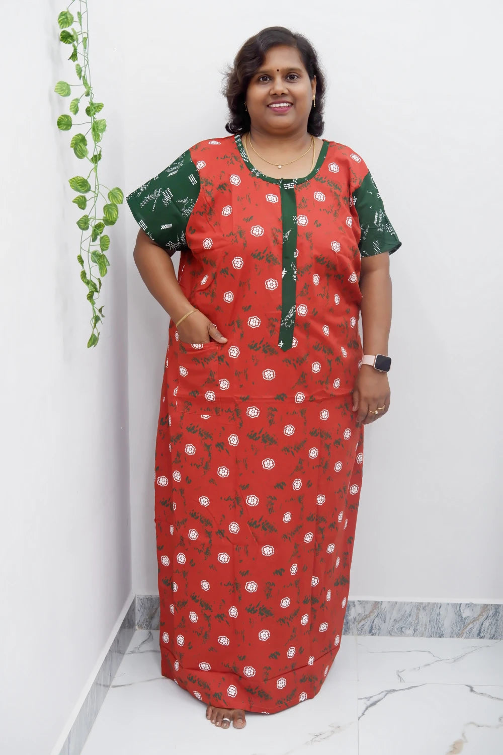 Feeding-Friendly Cotton Nighty with Long Zip