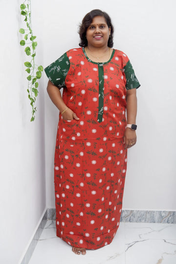 Feeding-Friendly Cotton Nighty with Long Zip